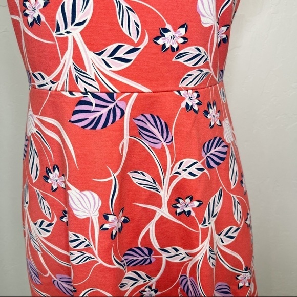 Draper James Coral Floral Ponte Skater Dress Stretchy Jersey Knit Size S - Picture 5 of 10
